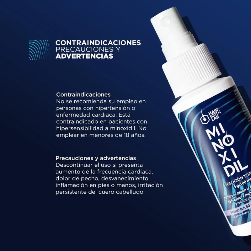 Minoxidil 5% 60 ml Hair Birth Lab Pack de 4