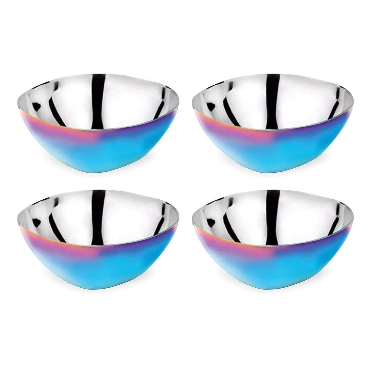 Ahimsa - Cuencos de acero inoxidable para niños, 12 onzas, azul, juego de 4