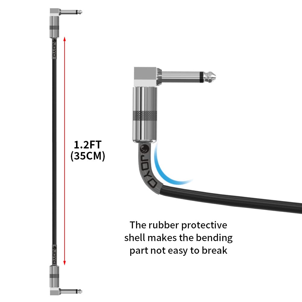 Cables de Conexión para Pedal de Efecto JOYO 1 Pie Negro Profesionales 1/4 Pulgadas Paquete de 6