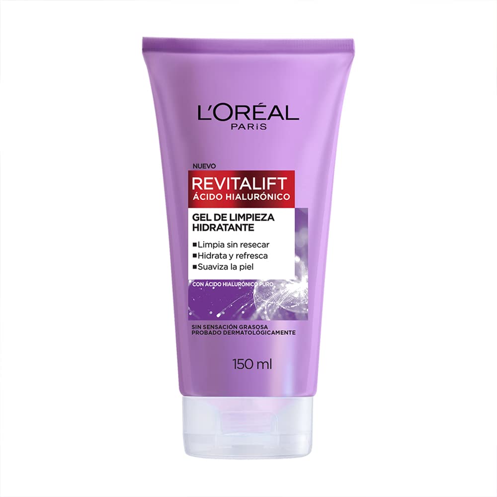 L'Oréal Paris Kit serum facial Revitalift Ácido Hialurónico y bloqueador solar anti-brillo UV Defender FPS 50 + + Gel Limpiador Facial Revitalift Ácido Hialurónico, 150 ml