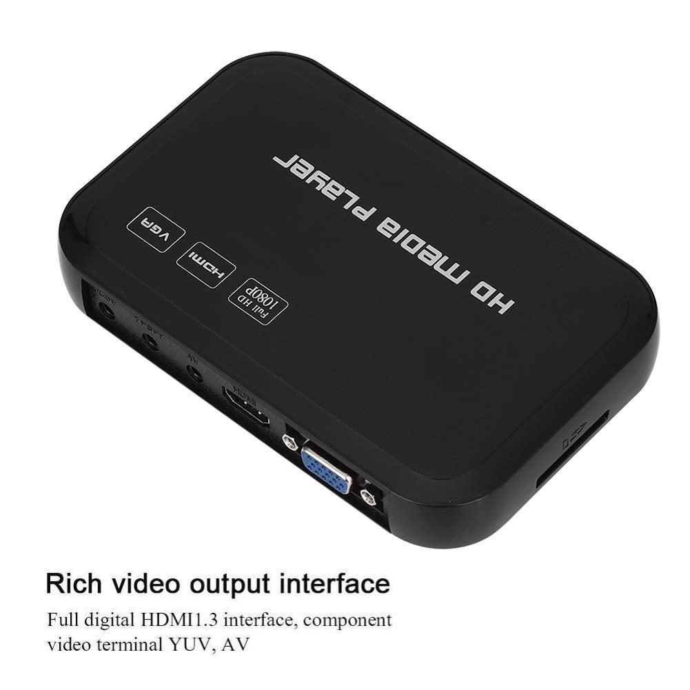 Eboxer HDMI Reproductor Multimedia, Mini 1080p VGA AV Video Media Player para-MKV/AVI Soporte U Disco/Tarjeta SD/Disco Duro Móvil(US Plug)