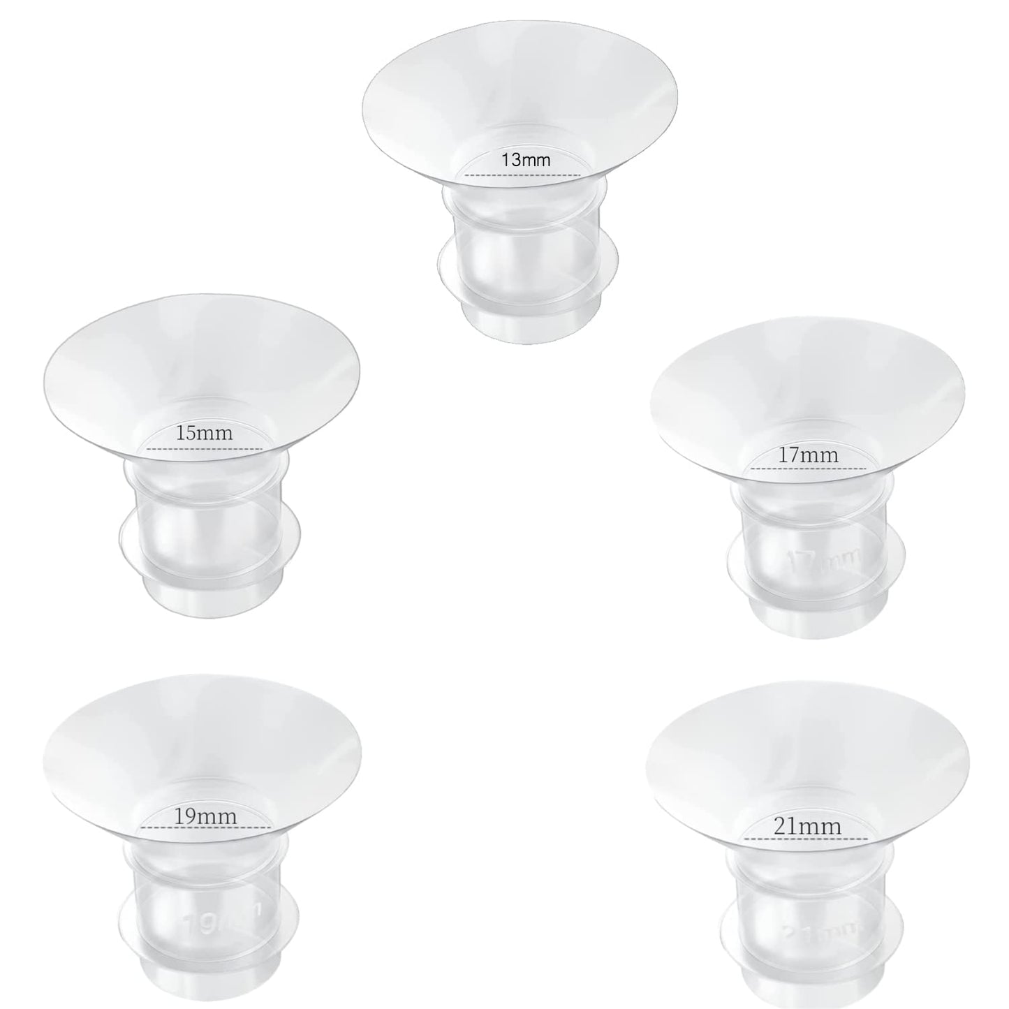 Insertos de brida de 13/15/17/19/21 mm, 5 piezas, adecuados para medela, escudos/bridas Spectra de 24 mm, copas usables de sauce. Compatible con extractor de leche portátil S9/S10/S12, reduce el túnel de 24 mm hasta el tamaño correcto, 5 piezas