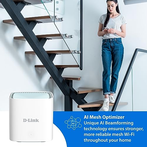 D-Link M15/2 Eagle Pro AI Mesh WiFi 6 Router System (2 Unidades) AX1500 - Paquete múltiple para Red inalámbrica Inteligente de Internet, Control de Voz