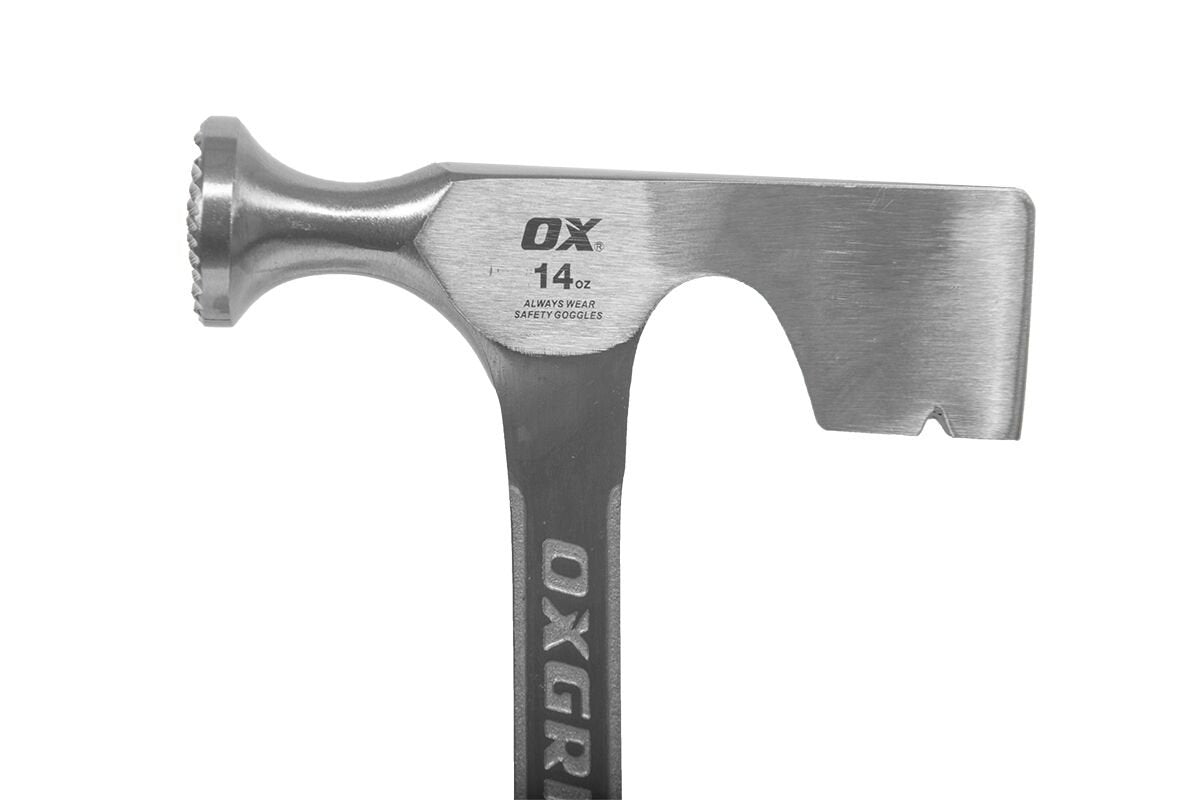 Martillo de Yeso OX Tools Azul Frente Molido 14 Onzas