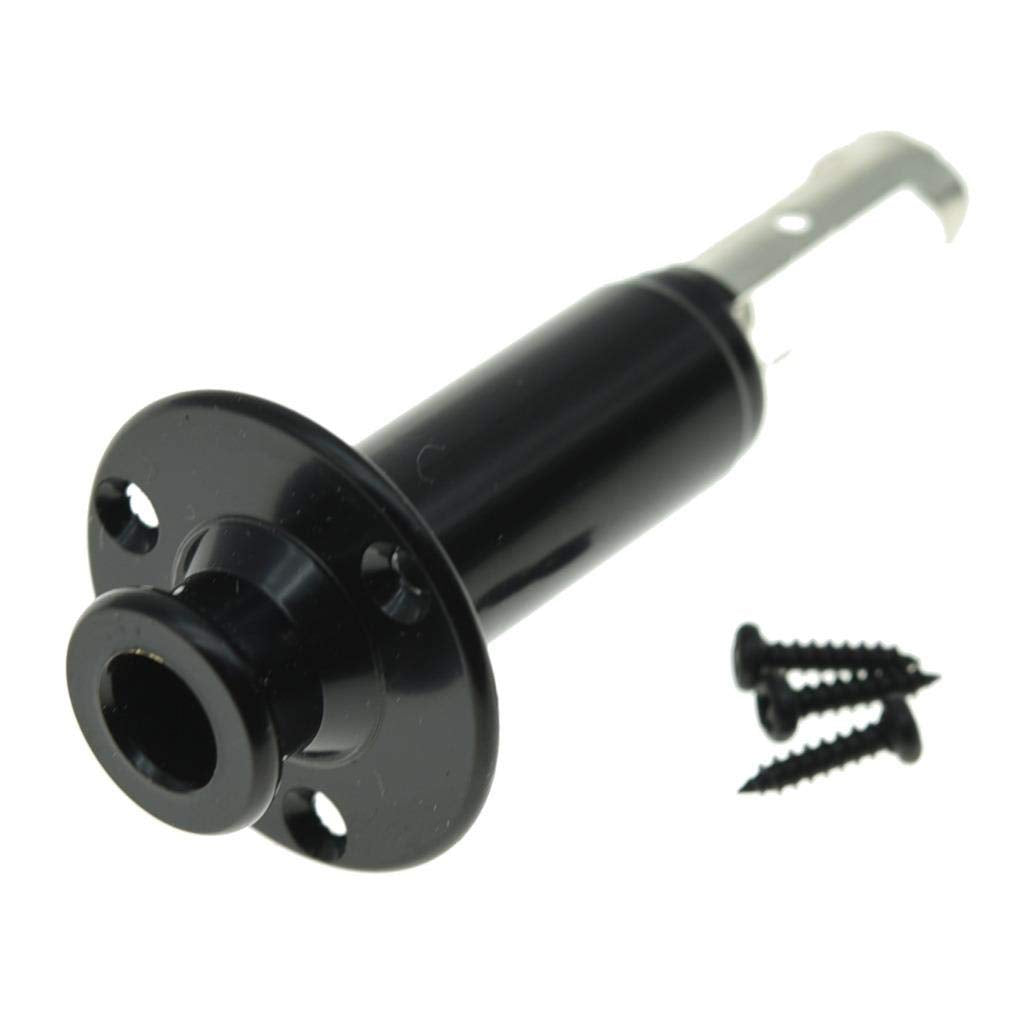 KAISH 6,35 mm Guitarra Eléctrica Acústica Bajo overol Endpin Salida Jack Jack Jack Jack Enchufe chapado en cromo/Negro/Dorado, Negro