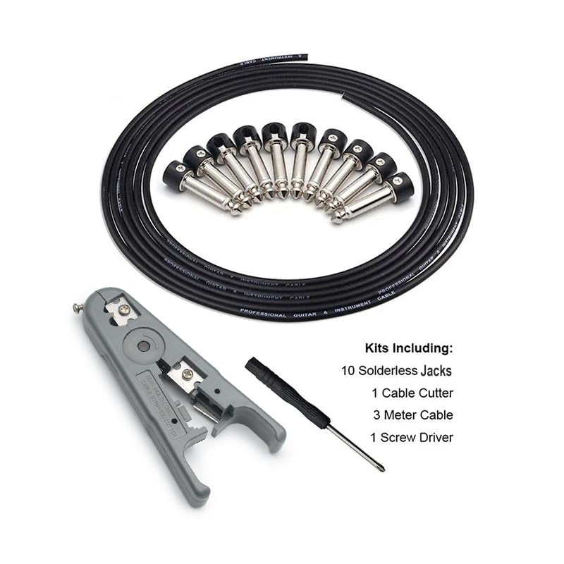 Cable de Conexión SAPHUE Multiefectos 10 Pies Pedalera sin Soldadura 6.35 Monocromáticos para Guitarra y Bajo