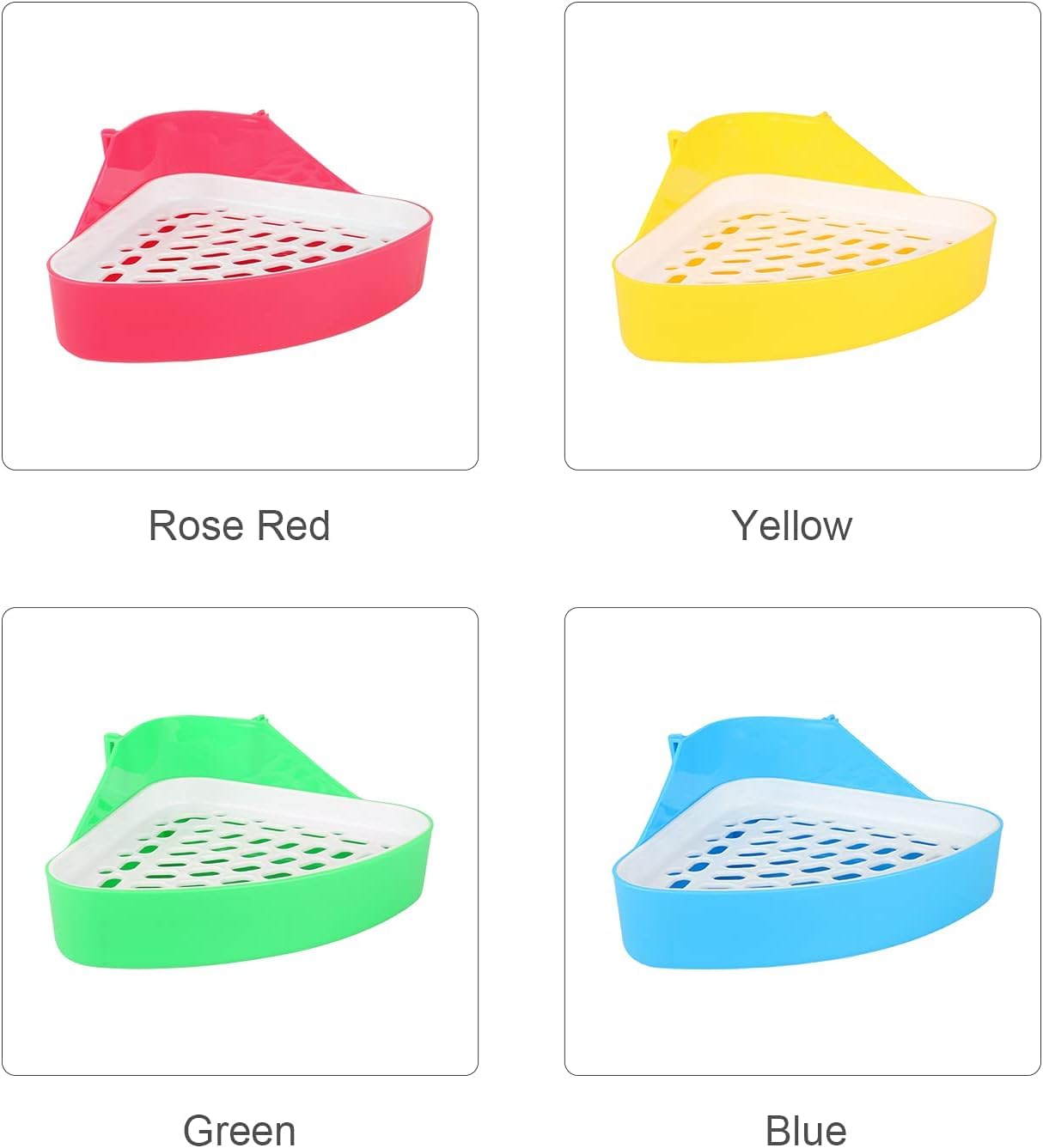 Caja de Arena para Conejos,Orinal de Esquina Inodoro con Rejilla para Suministros para Mascotas para Conejos cobayas Chinchilla hurón Animales pequeños Caja de Arena para Conejos Accesorios (rosa)