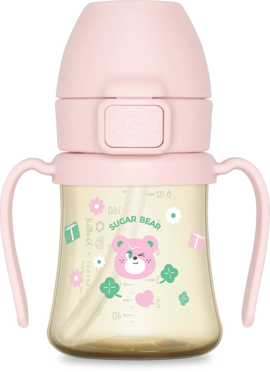 GROSMIMI x KNOTTED - Taza para beber a prueba de derrames, PPSU, sin BPA, etapa 2 para niños pequeños (oso de azúcar 6ox)