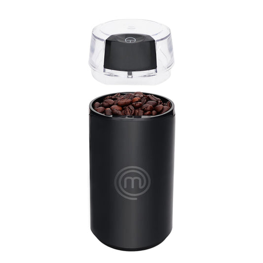 Hukën x MasterChef | Molino Eléctrico de Café Premium | Molido Perfecto | Acero Inoxidable | Capacidad de 50 gr. | 150 W | Diseño Compacto y Eficiente