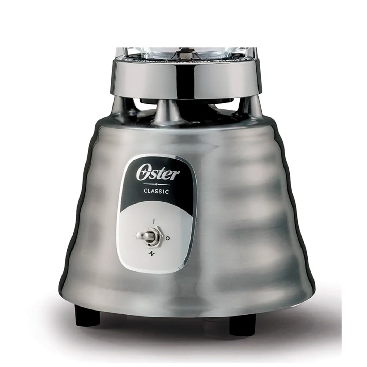 Licuadora Clásica Oster Plateada con Vaso de Vidrio 1.25 L y Cuchilla Trituradora de Hielo