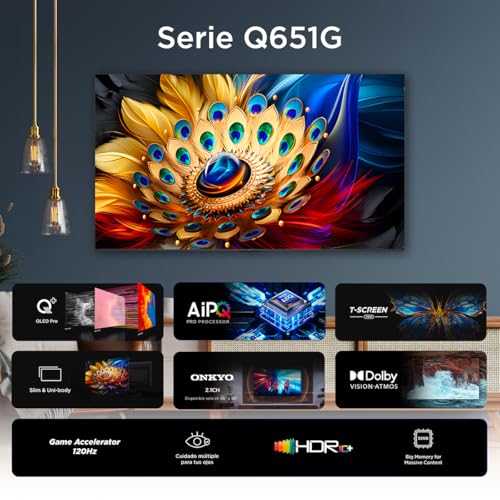 TCL Smart TV Pantalla 43" 43Q651G Google TV QLED 4K | HDR 10 250 NITS | 60 Hz | Dolby Audio Digital + | Compatible con Alexa