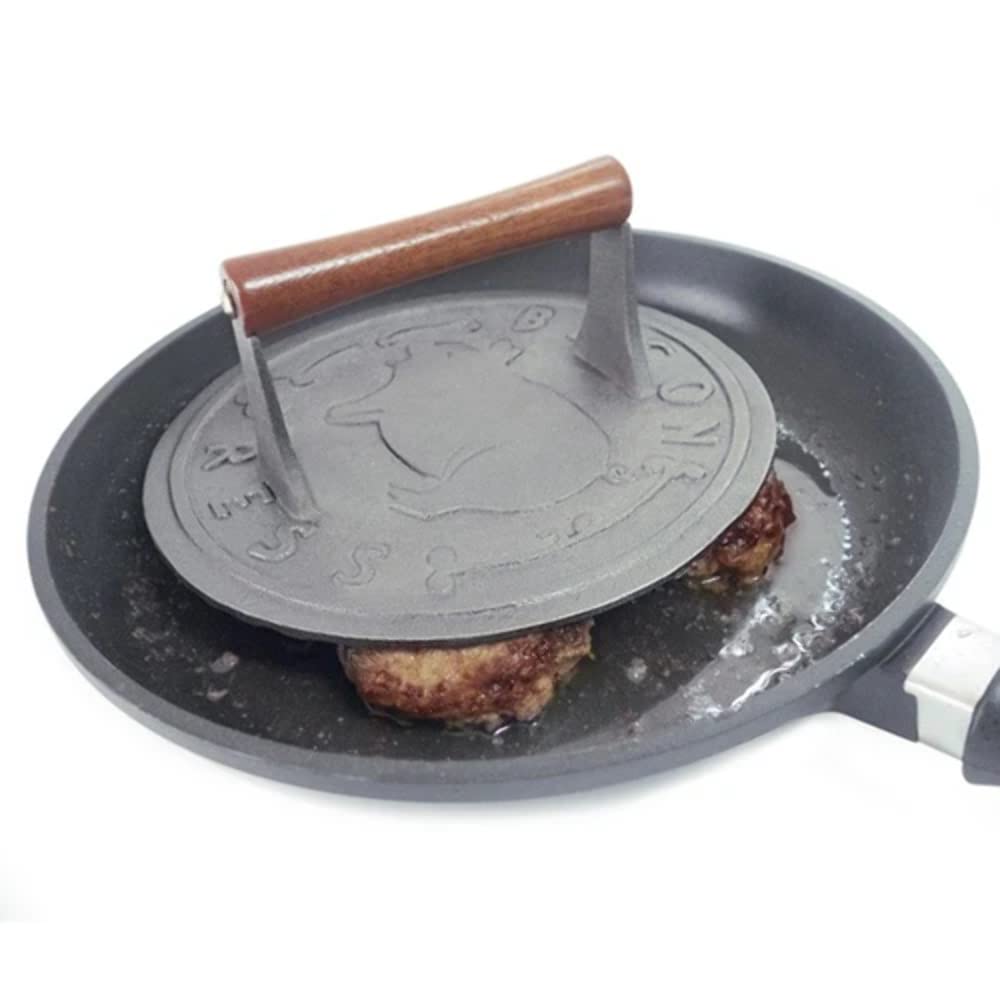 Prensa de Tocino Hierro Fundido Norpro 1401 Mango madera Redonda 8.75"