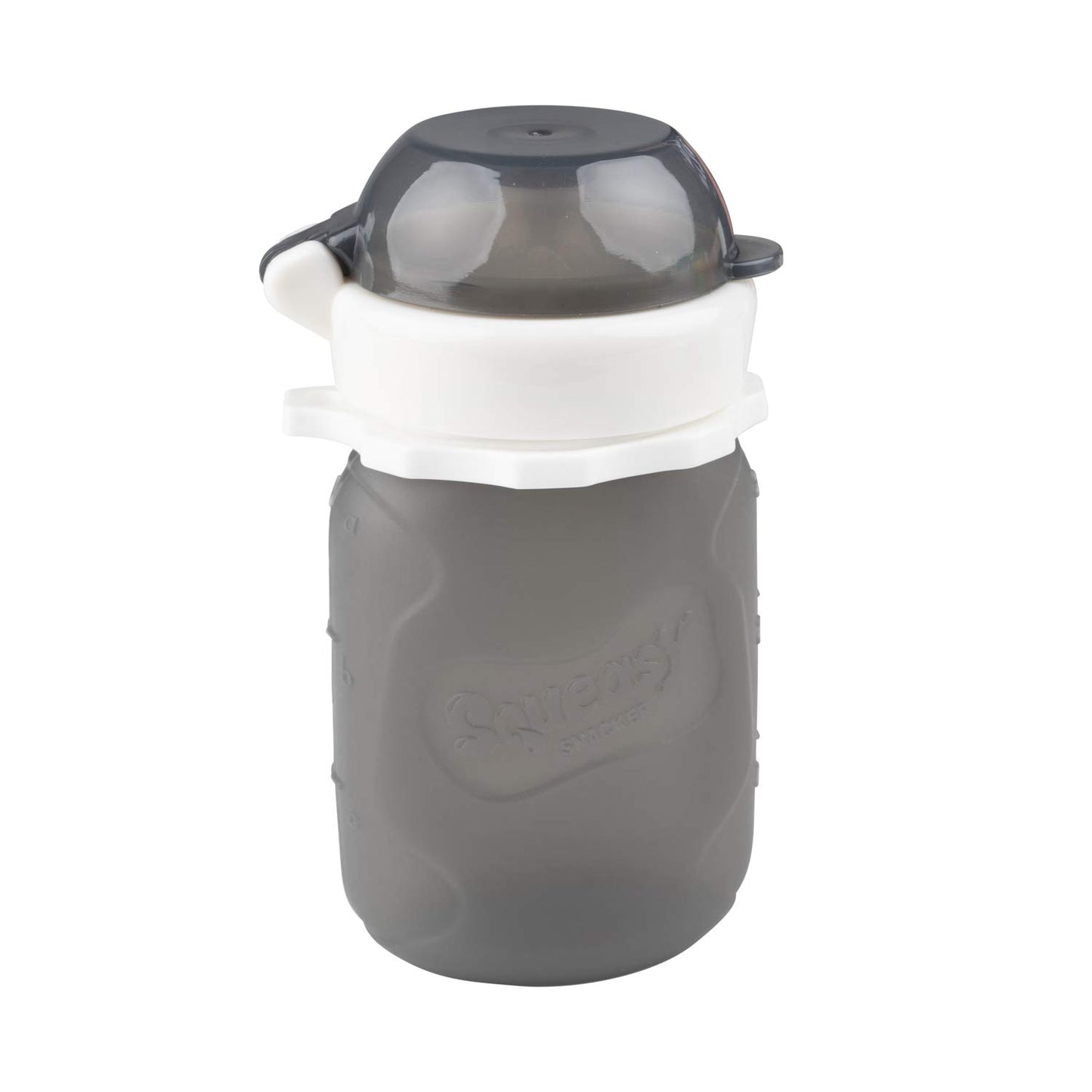 Bolsa de silicona reutilizable para alimentos a prueba de derrames, para alimentos blandos y líquidos – agua, salsa de manzana, yogur, batidos, comida para bebés – apto para lavaplatos, gris, 100 g