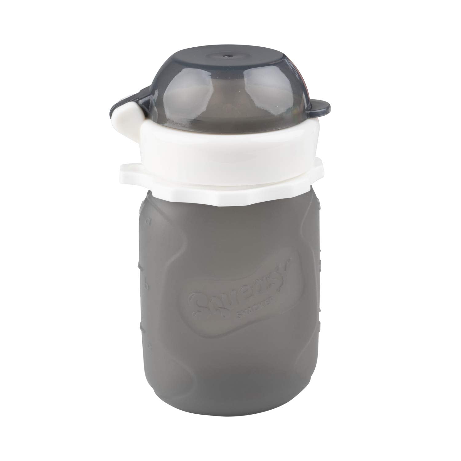 Bolsa de silicona reutilizable para alimentos a prueba de derrames, para alimentos blandos y líquidos – agua, salsa de manzana, yogur, batidos, comida para bebés – apto para lavaplatos, gris, 100 g
