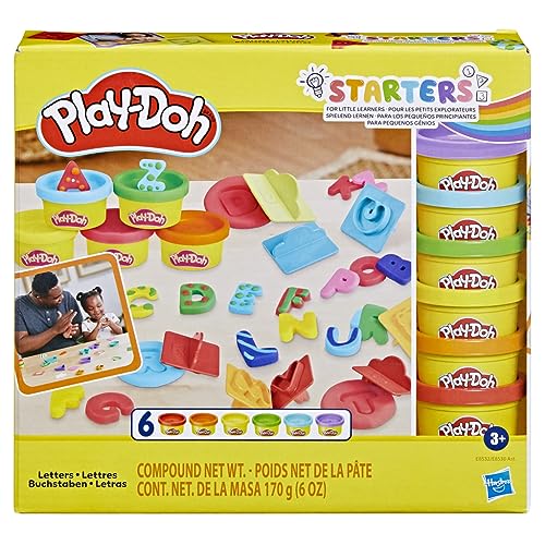 Set de Letras Play-Doh Brillantes con Accesorios y 6 Latas para Niños y Niñas