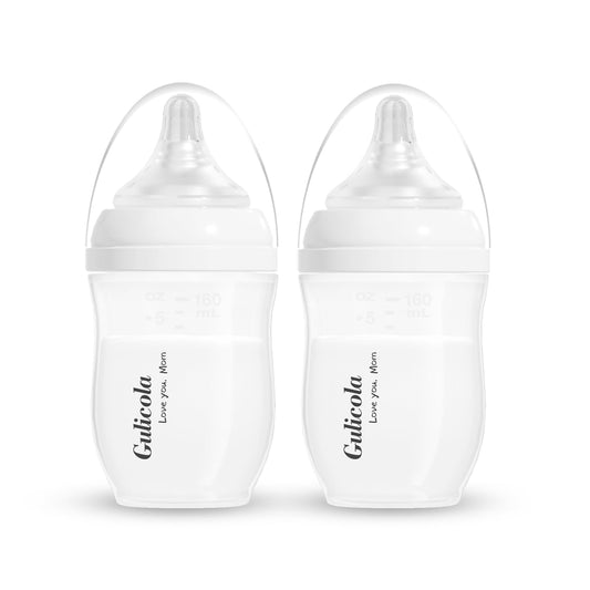Biberones PP Natural Gulicola Blanco con Tetinas de Flujo Lento para Recién Nacidos