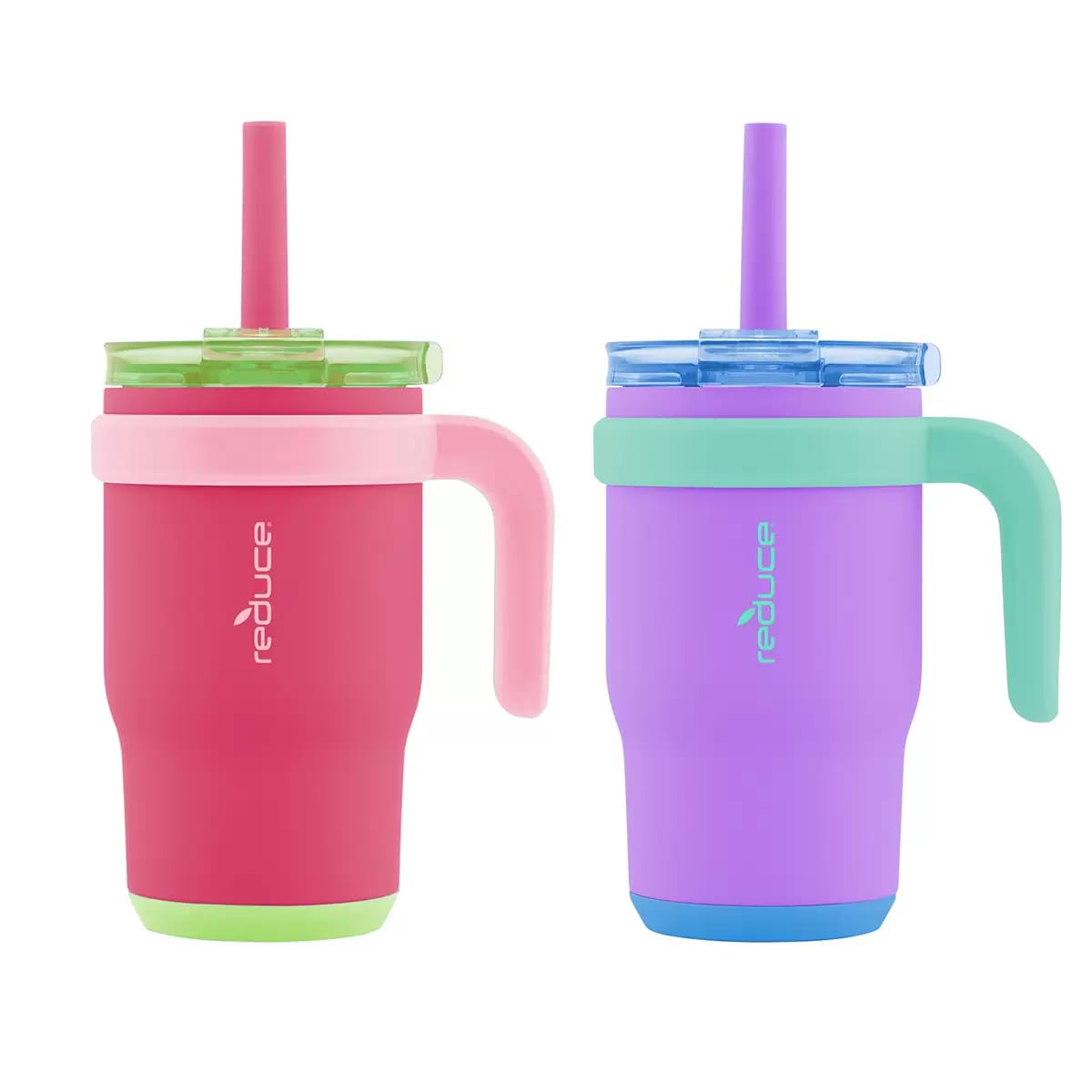 REDUCE - Vaso Coldee de 14 onzas con asa para niños (morado/rosa magnético)
