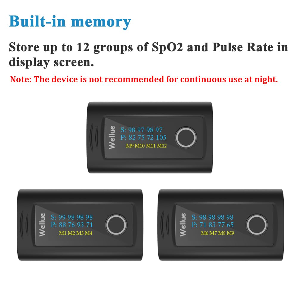 Monitor de Saturación de Oxígeno Wellue Bluetooth Negro con Alarma y Accesorios para Bienestar