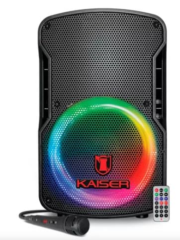 Kaiser Bocina MSA-7908MX Kit de Bafle Amplificador Inalámbrico Bocinas con Bluetooth y Micrófono Incluido, 6500 W de Potencia, Color Negro 8 Pulgadas