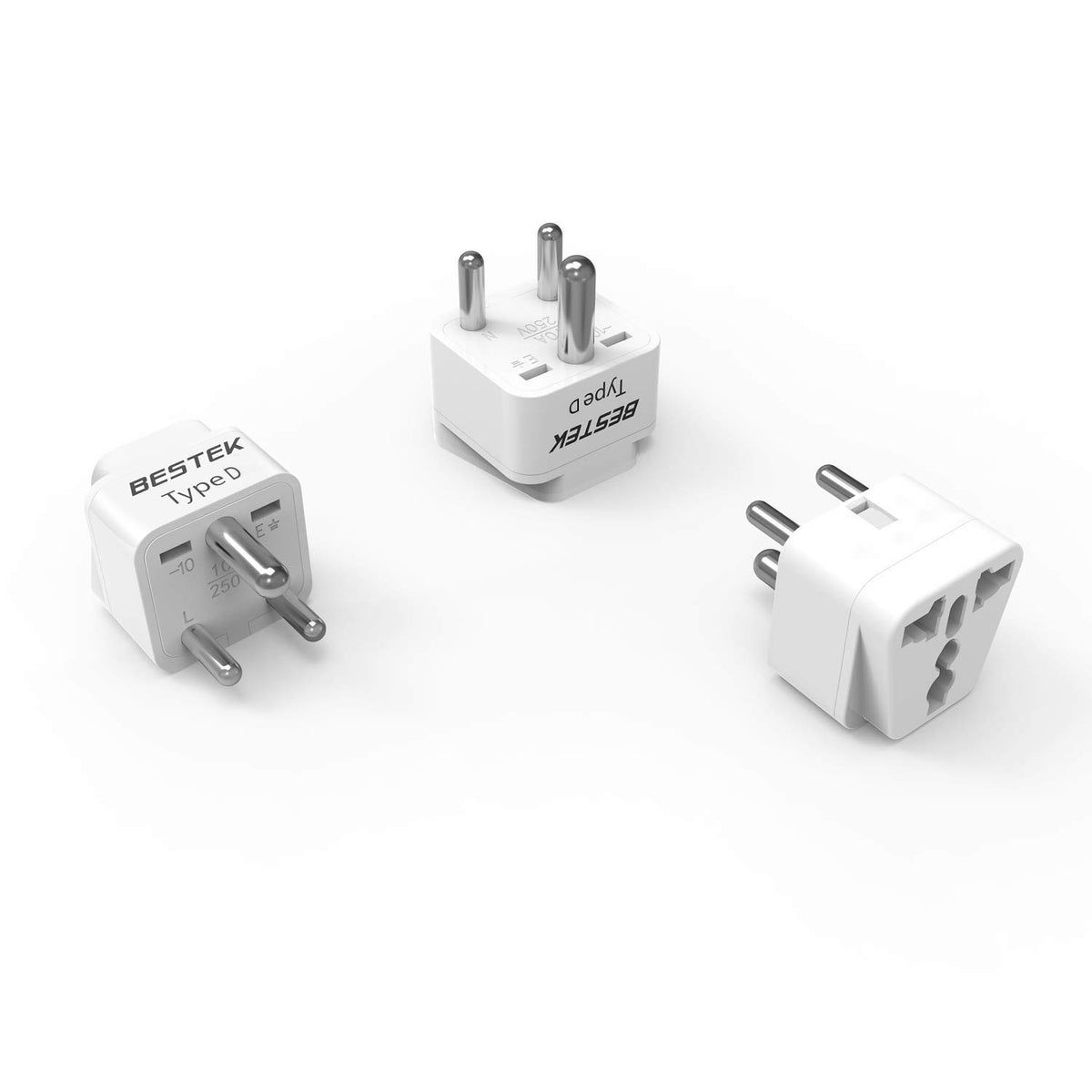 Adaptador Universal de Enchufe de Viaje BESTEK India Paquete de 3