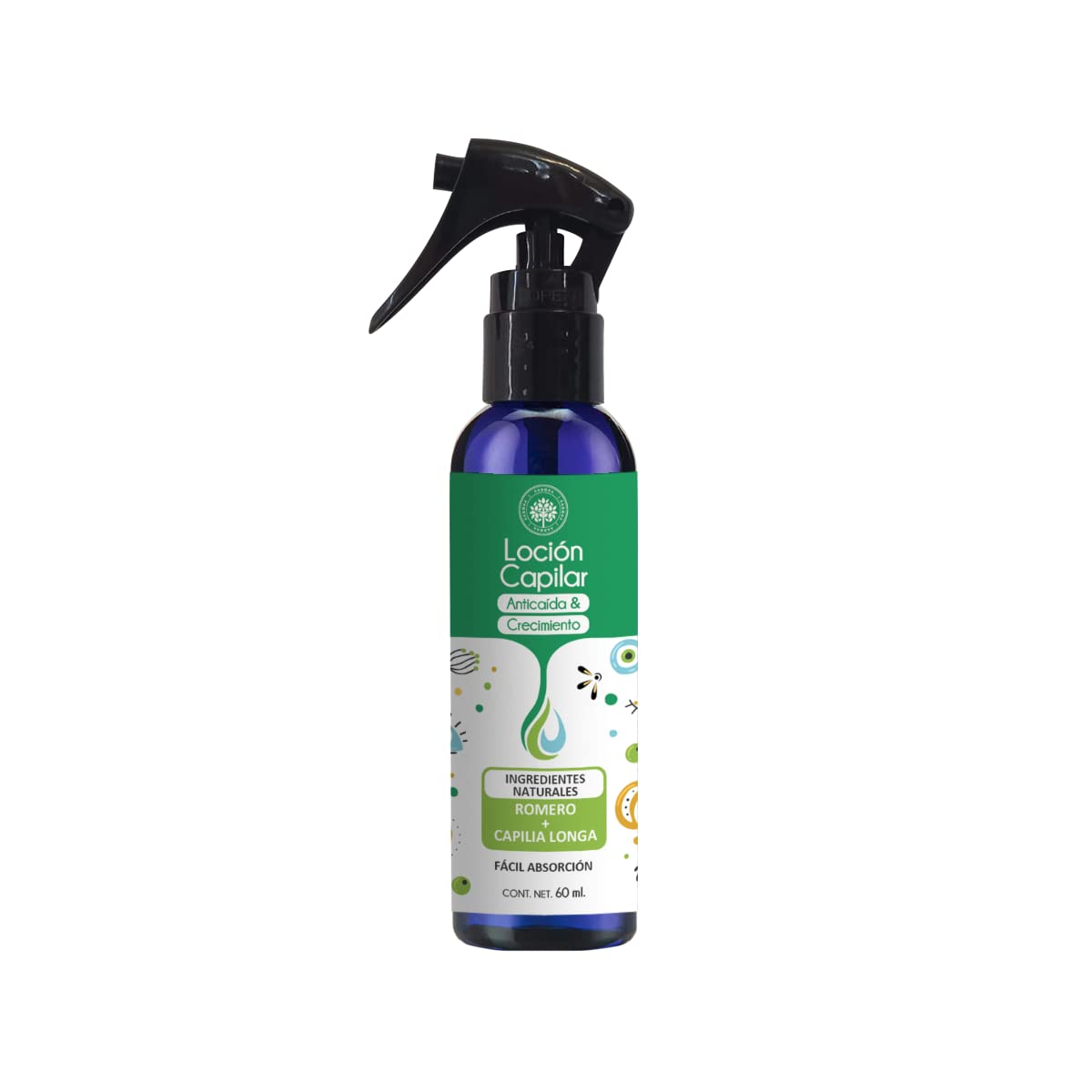 Loción Capilar Antícaída, Estimula el Crecimiento & Promueve la salud Capilar. Tónico con Aceites Esenciales de Romero, Lavanda y Tea Tree. 60 ml. Árbora…