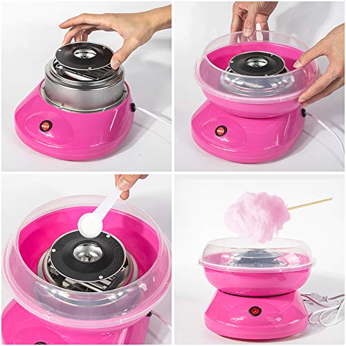 Máquina de algodón de azucar, regalo para niños, máquina de azúcar para hacer hilo de azúcar, ideal para regalo fiestas en casa, cine y regalo de cumpleaños (Rosa)