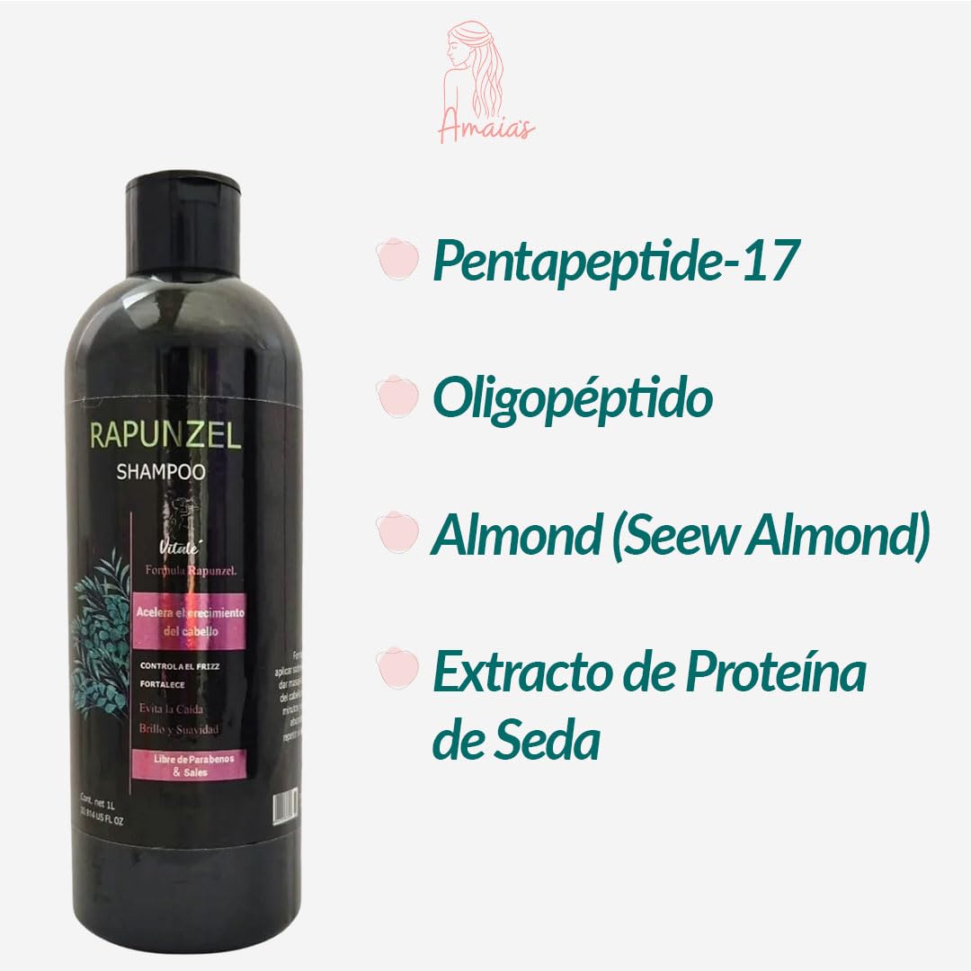 Kit Crecimiento Capilar Amaia's Rojo con Shampoo Rapunzel, Minoxidil 5% y Sérum de Argán y Macadamia