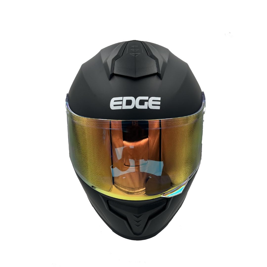 Casco Motocicleta Integral Marca - Edge - Frankie - Full Face - Certificado Dot - Moto Cascos de para Guantes Funda (Frankie Negro, XL)