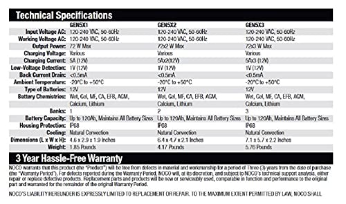 NOCO Genius GEN5X2, cargador de batería inteligente marino de 2 bancos, 10 A (5A/Banco), cargador de barco a bordo, impermeable de 12 V, mantenedor de batería y desulfador para baterías AGM, litio (LiFePO4) y ciclo profundo