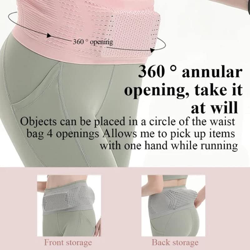 LELISKA Multifunctional Knit Breathable Concealed Waist Bag,Large Capacity Adjustable Running Waist Pack,Universal Running Belt for Running and Outdoor (Pink,M)