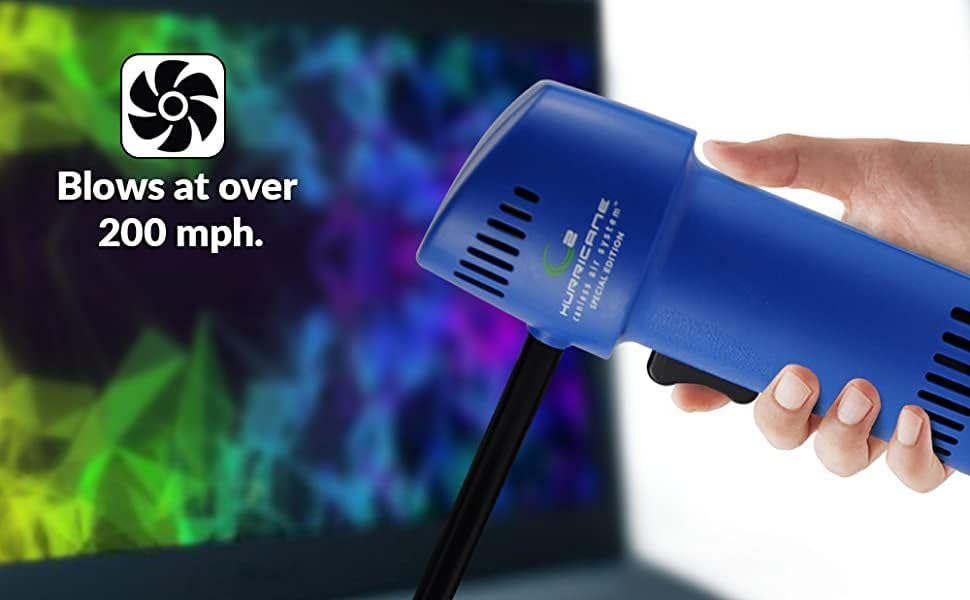 O2 Hurricane - Potente limpiador de aire comprimido inalámbrico de 200 MPH, mini ventilador eléctrico recargable para computadora, teclado, electrónica, limpieza de detalles de automóviles