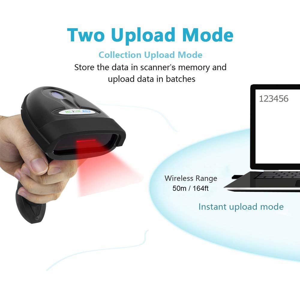 Escáner de Código de Barras NETUM Negro Inalámbrico y con Cable USB 2 en 1 Recargable