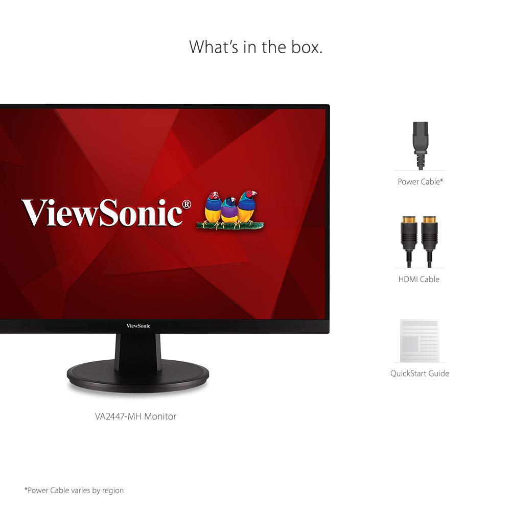Monitor Viewsonic VA2447-MH 24 Pulgadas Full HD 1080p Bisel Ultrafino Sincronización Adaptativa Cuidado Ocular HDMI y VGA para el Hogar y Oficina