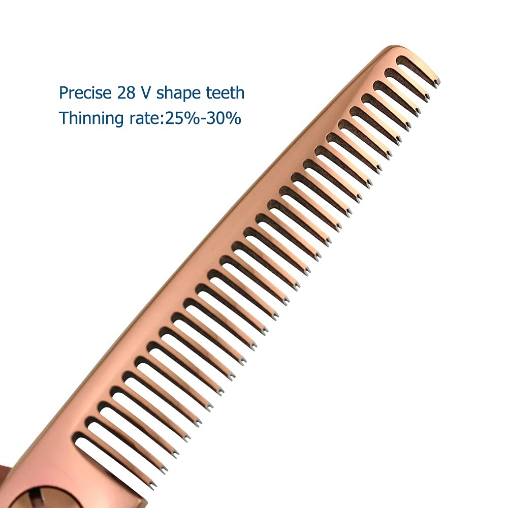 Tijeras para adelgazar el cabello de 5.5 pulgadas, tijeras para adelgazar el cabello, tijeras profesionales para adelgazar el cabello, tijeras de peluquero con borde convexo KINSARO