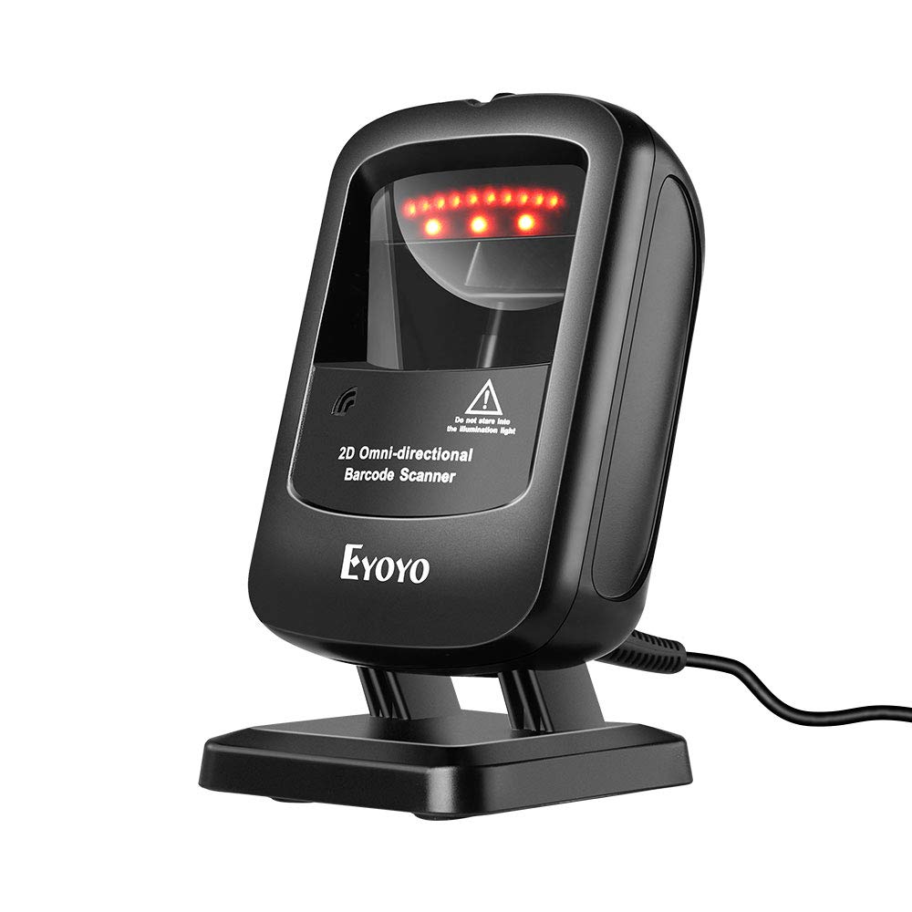 Escáner de Código de Barras Eyoyo Negro Omnidireccional USB Manos Libres