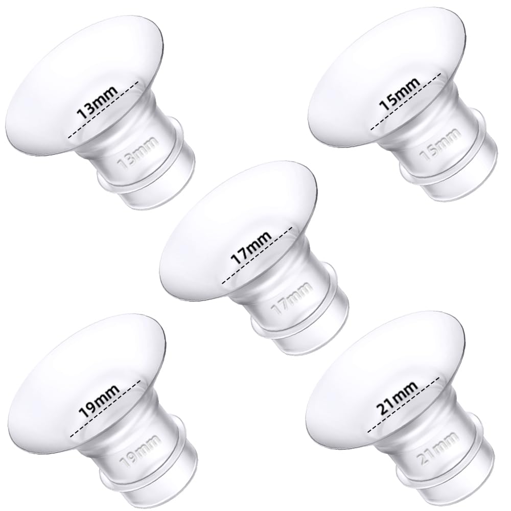 Insertos de brida de 13/15/17/19/21 mm para Medela, escudos/bridas Spectra de 24 mm, compatible con TSRETE, CPPSLEE, Momcozy S9/S9Pro/S12/S12Pro, reduce el túnel de pezón de 24 mm hasta 5 piezas