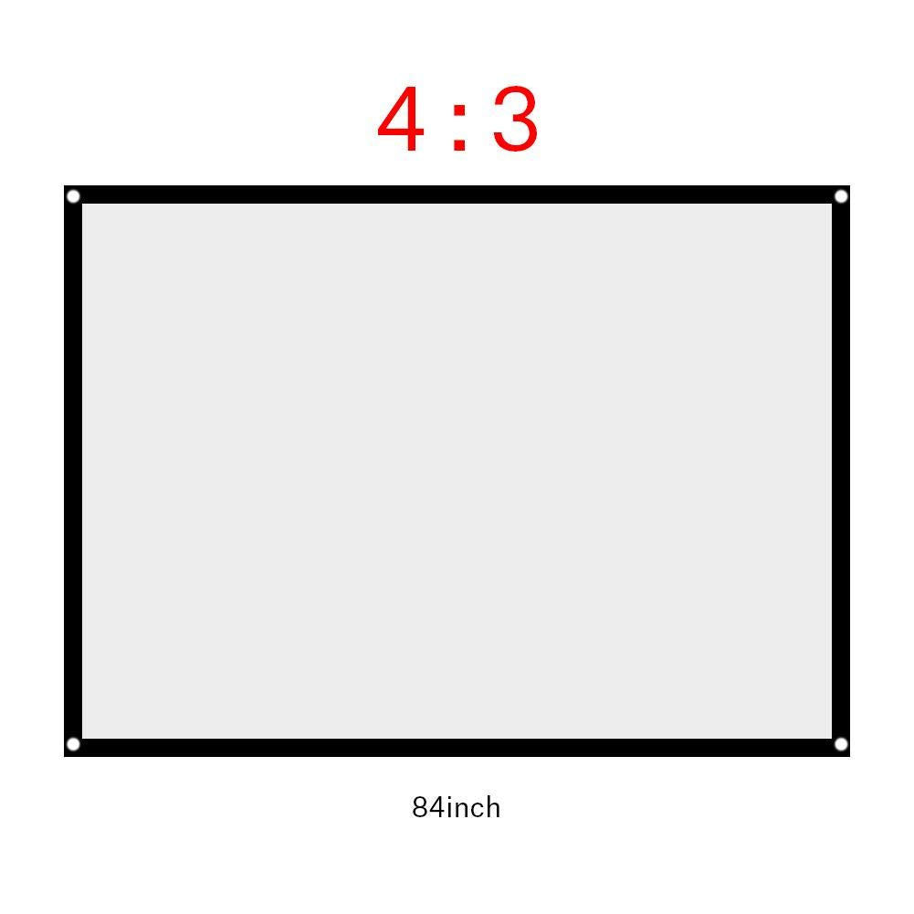 S erounder Pantalla de portátil de 60-100 Pulgadas, Pantalla de proyección de poliéster sin Arrugas HD 4: 3 Plegable con ángulo de visión Visual para Cine en Interiores y