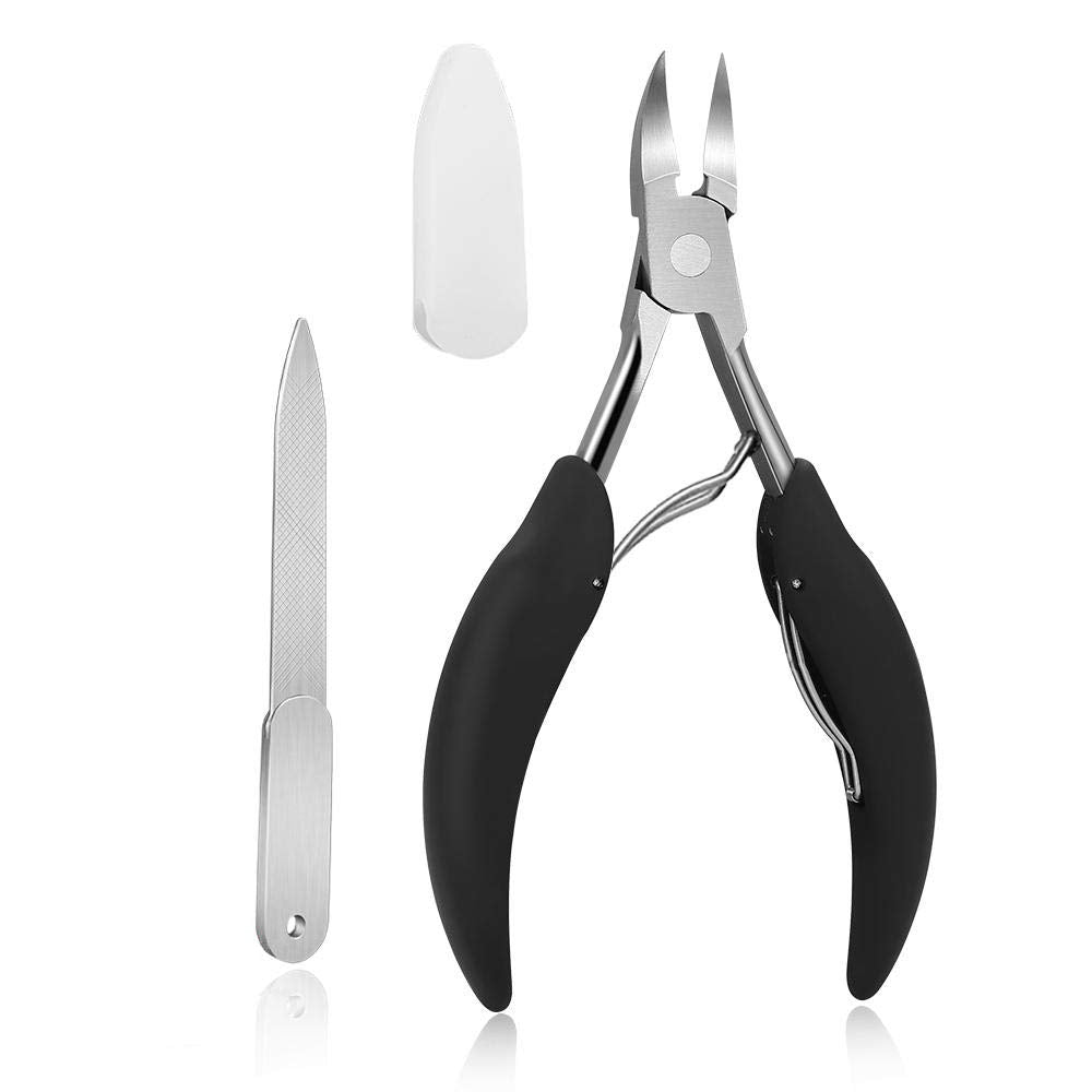 Cortaúñas para uñas gruesas encarnadas, podólogo resistente con mango de fácil agarre, tijeras de uñas de acero inoxidable para personas mayores, hombres, adultos (incluida una lima de uñas)
