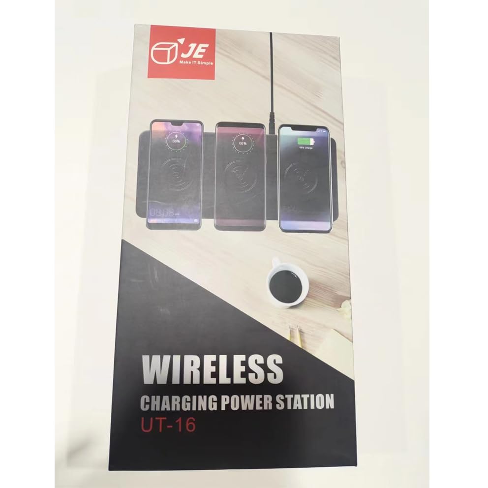 JE Cargador inalámbrico 3 en 1, Estación de Carga inalámbrica Compatible con iPhone 15/14/13/12/11/XR/XS/8, Cargador Inductiva Wireless para AirPods 3/2/Pro