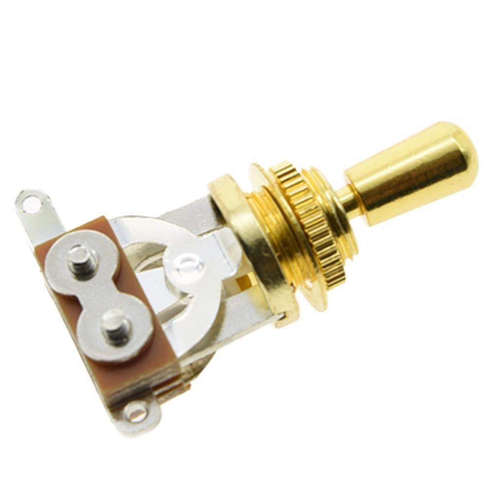 Dopro - Interruptor de palanca de 3 vías de marco corto para guitarra, selector de pastilla de oro con latón metal punta dorada (no punta de plástico) para guitarras eléctricas Les Paul