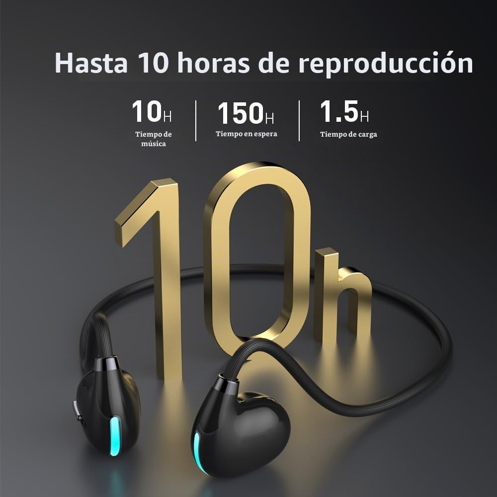 Audífonos Inalámbricos Bluetooth IPX4 Negro Conducción Aérea Cancelación de Ruido para Deportes