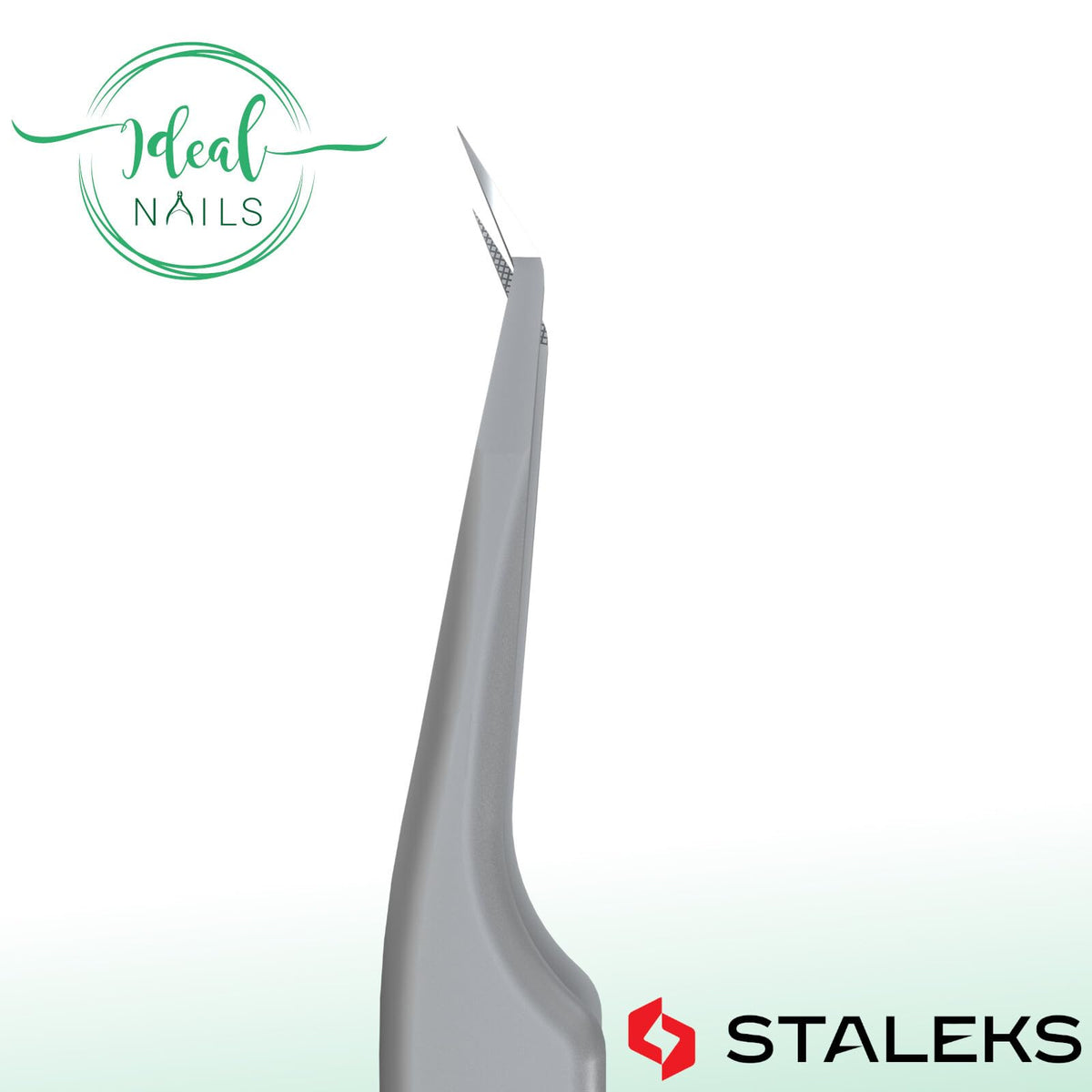 Staleks Pinzas profesionales para pestañas STALEKS PRO Expert 45 tipo 8 (mini en forma de L) de acero inoxidable con nanomuescas para extensiones de pestañas con volumen y megavolumen.