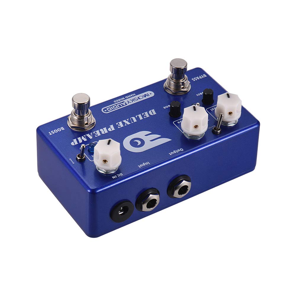 Deluxe PREAMP 2 en 1 Pedal de Efectos de uitarra Boost + Efectos Overdrive clásicos Carcasa Totalmente de Metal con Bypass Verdadero