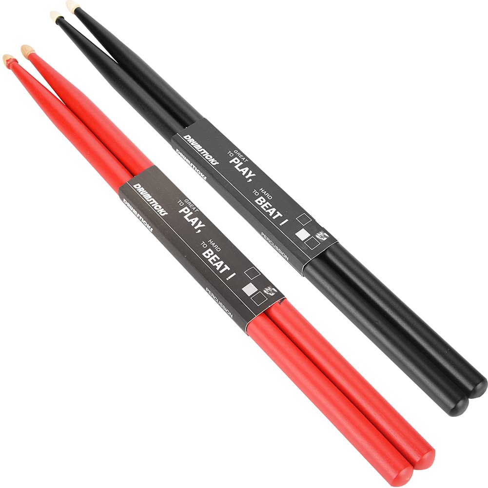 Alomejor Baquetas 5A Baquetas Ligeras Durables Baquetas de Arce Baquetas Accesorios para Instrumentos Musicales para ni?os J¨®Venes(41 * 4 * 2cm-Rojo)
