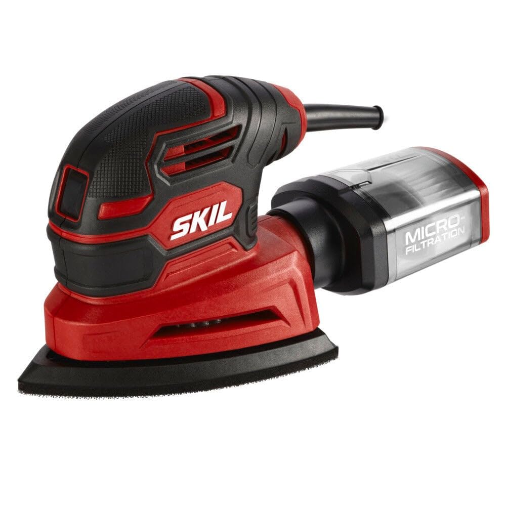 SKIL SR250801 - Lijadora con detalle de cable, incluye 3 unidades de papel de lija y caja de polvo