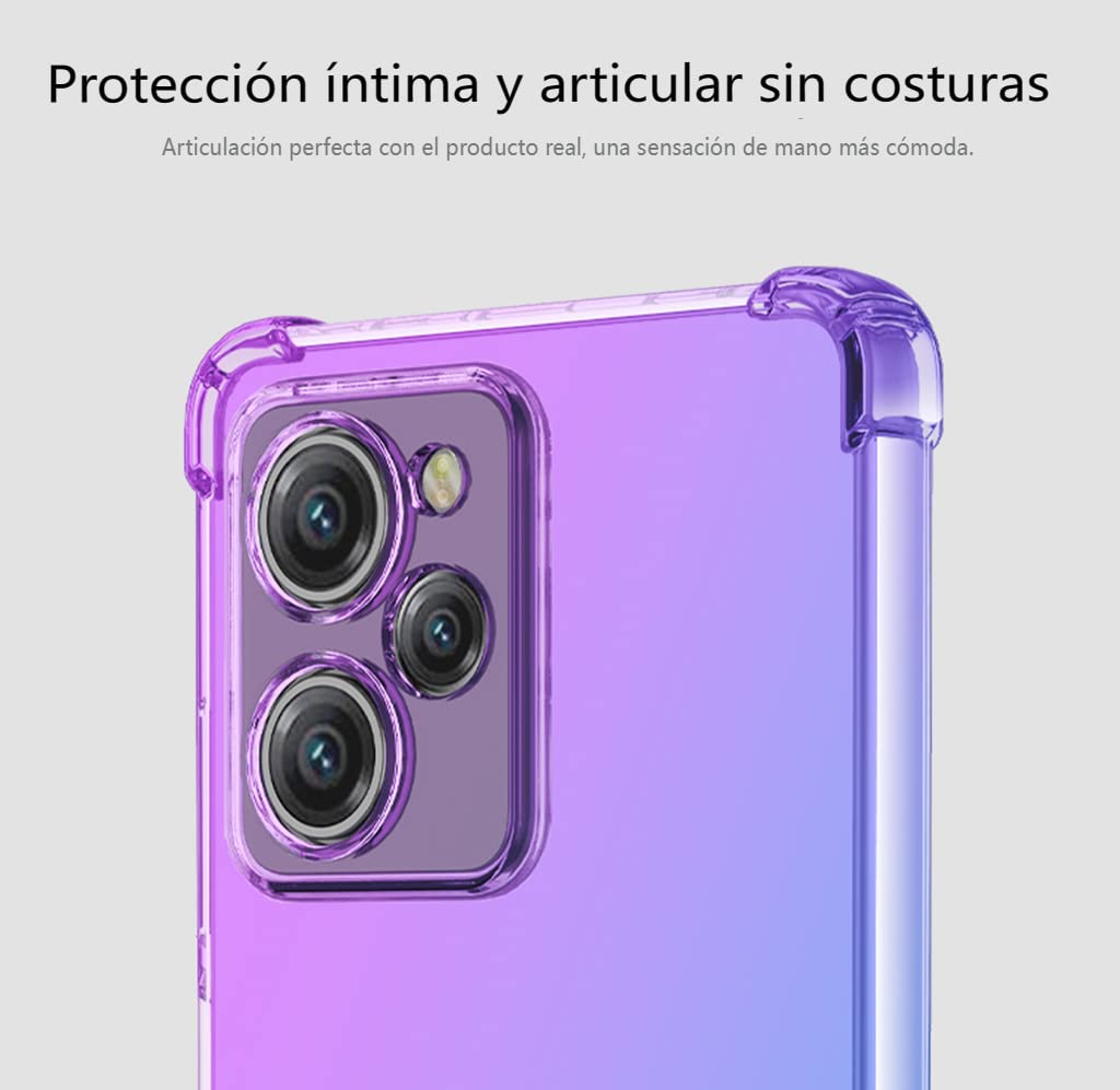 DABUNA Funda para Xiaomi Mi Poco X5 Pro 5G Case Uso Rudo,Transparente Colores Degradados Protectora de Cámara Anticaída Carcasa Bumper(Púrpura Azul)