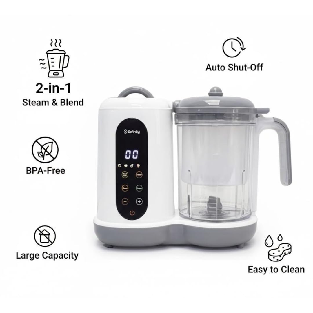 Vaporizador y licuadora de alimentos para bebés 2 en 1 | Vapor rápido, purés suaves, diseño sin BPA, apagado automático, gran capacidad para comidas caseras para bebés y nutrición de niños pequeños