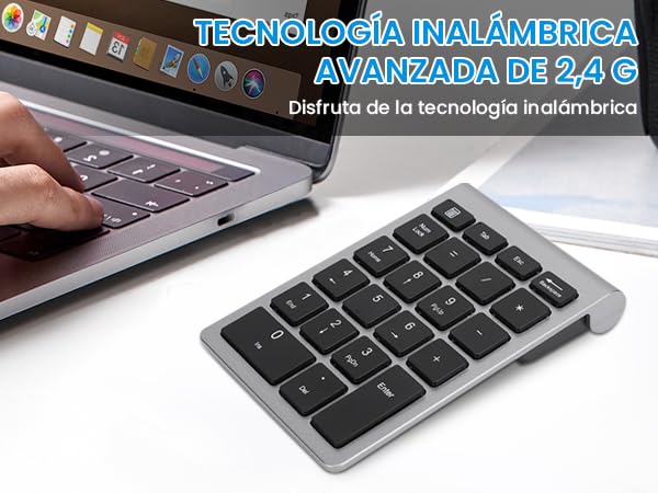 Teclado Numérico Inalámbrico Ergonómico Gris Hierro 22 Teclas para PC iOS OS Laptop
