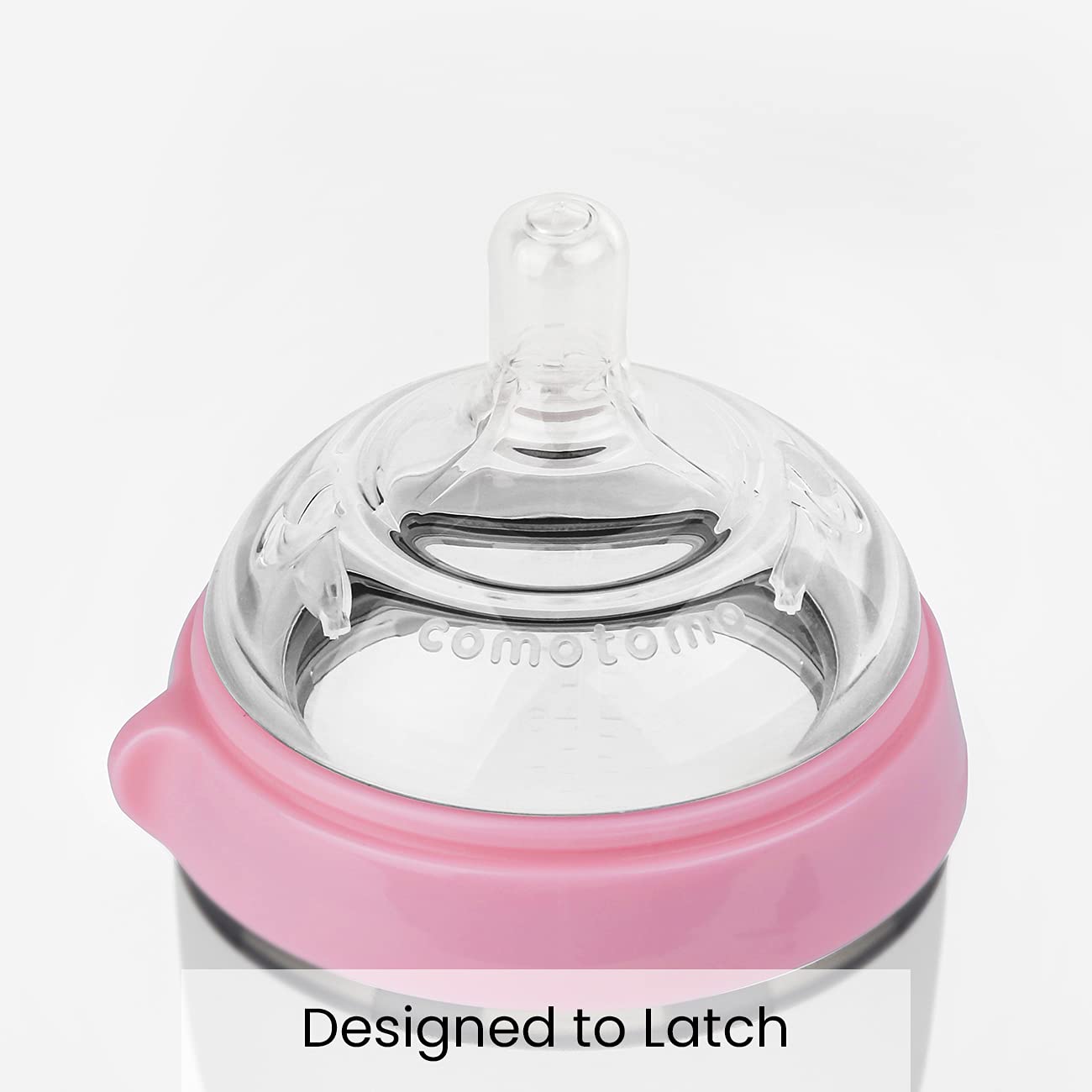 Comotomo Biberon de Silicona de 150 Ml, Anillo Rosa