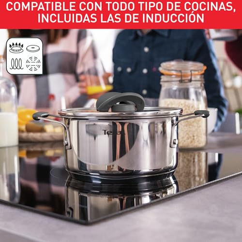 Batería de Cocina T-Fal Acero Inoxidable OPTI'SPACE 6 Piezas